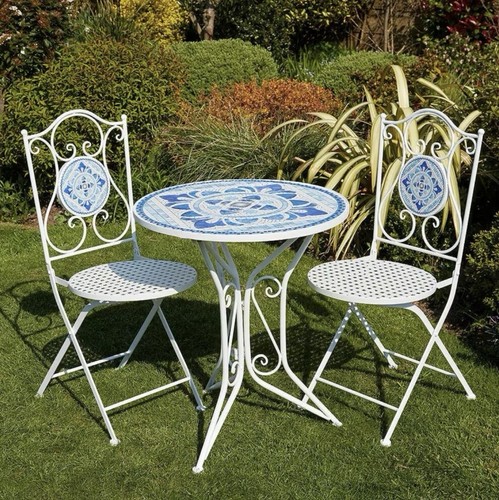 Bistro set blue - set, white