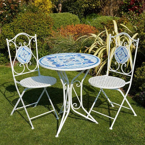White mosaic bistro - set, 3