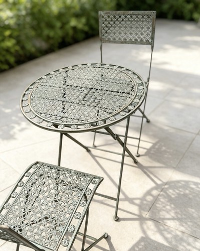 Verdigris metal bistro set - metal,