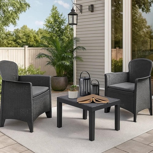 3pc rattan bistro set outdoor - set,