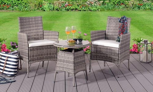 3pc rattan bistro set garden - bistro,