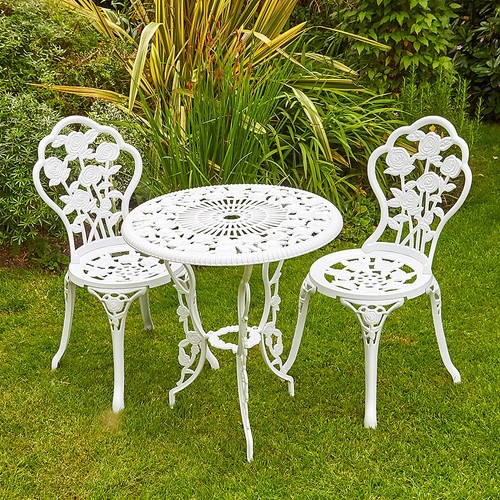 White metal bistro set - white, 3