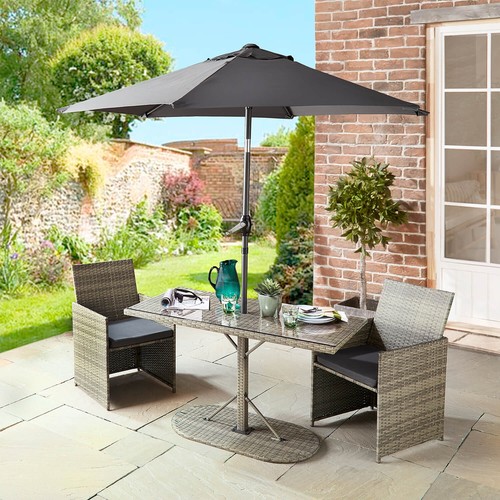 Rattan bistro set with parasol - rattan,